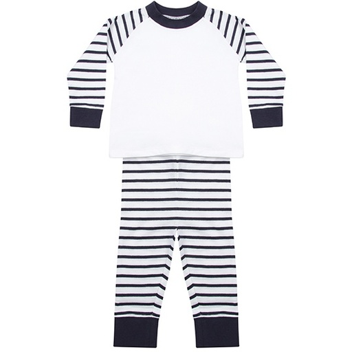 Pizama Dziecięca Raglanowa Bawełniana z Poliestrowa Wstawka LW072 - Navy Stripe & White