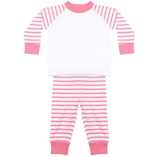 Pizama Dziecieca Raglanowa Bawelniana z Poliestrowa Wstawka LW072 - Pink Stripe & White