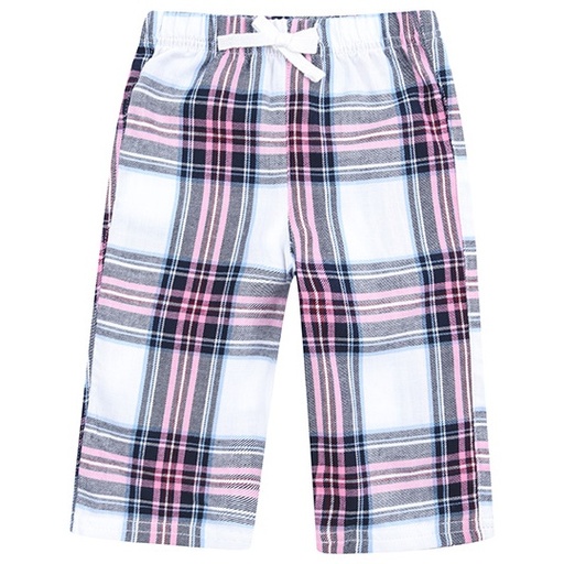 Spodnie flanelowe dla niemowląt LW083 - White-Pink Check