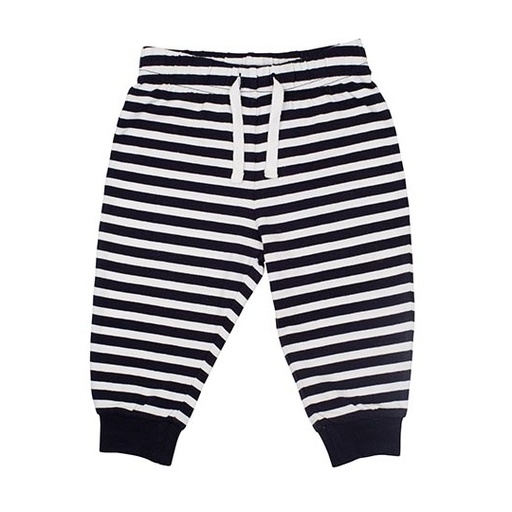 Spodnie Niemowlęce Bawełniane z Elastanem LW085 - Navy & White Stripes