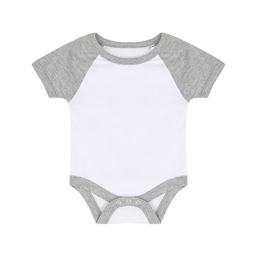 Body niemowlęce baseballowe bawełniane LW502 - White & Heather Grey