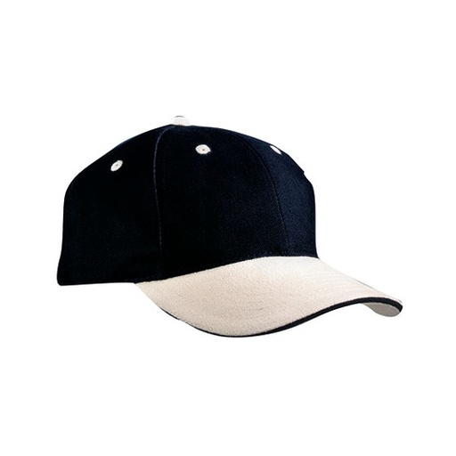 Czapka bawełniana 6-panelowa MB024 - Black & Beige