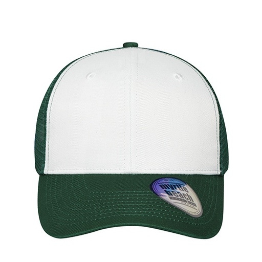 [MB6239-1000304433] Czapka 6-panelowa Siateczkowa MB6239 - White & Dark Green