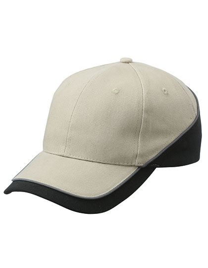 Czapka sześciopanelowa Turbo z lamówką - Beige & Black