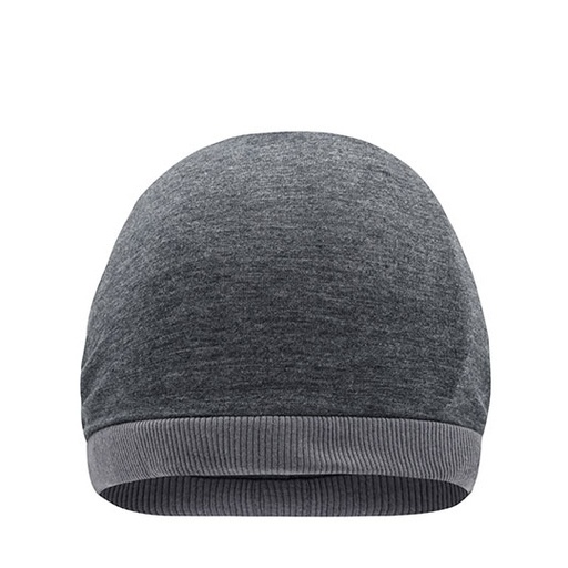 Dwukolorowa czapka beanie oversize MB6577 - Black Melange & Dark Grey