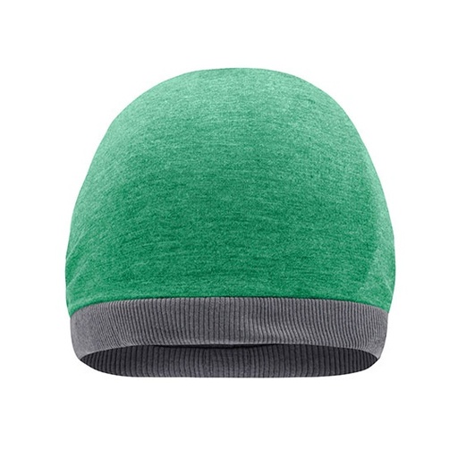 [MB6577-1000128936] Dwukolorowa czapka beanie oversize MB6577 - Green Melange & Dark Grey