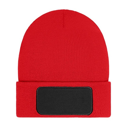 [MB7407-1000361330] Czapka Beanie Dzianinowa z Naszywką MB7407 - Red