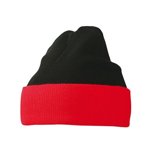 Czapka dzianinowa z wywinięciem MB7550 - Black & Red