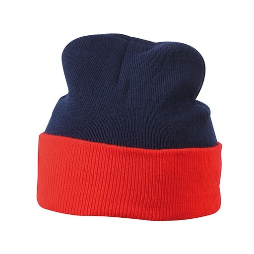 [MB7550-1000129032] Czapka Dzianinowa Dwukolorowa MB7550 - Navy & Red