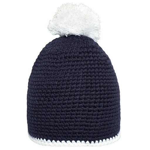 Czapka z pomponem MB7964 - Navy & White