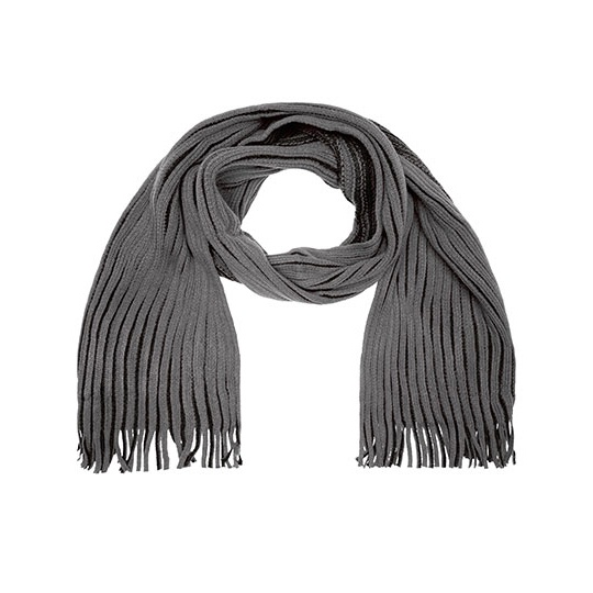 Szalik prążkowany dwukolorowy z frędzlami - Anthracite & Black