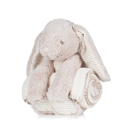 [MM034-1000211577] Pluszowy królik z kocykiem MM034 - Cream