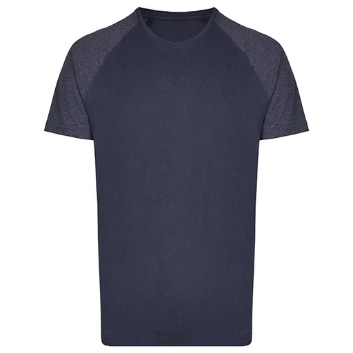 Koszulka Meska Raglanowa Bawelniana Klasyczna MY110 - Navy & Heather Navy