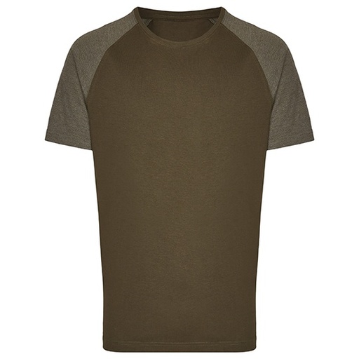 Koszulka Meska Raglanowa Bawelniana Klasyczna MY110 - Olive & Heather Olive