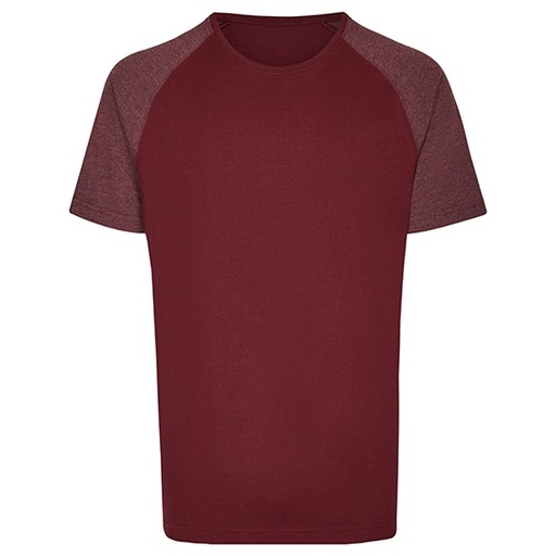 Koszulka Meska Raglanowa Bawelniana Klasyczna MY110 - Burgundy & Heather Burgundy