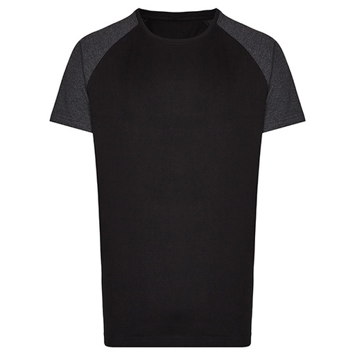 Długi T-shirt męski z krótkim raglanowym rękawem MY111 - Black & Heather Black
