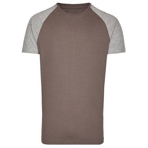Długi T-shirt męski z krótkim rękawem raglanowym MY111 - Grey Solid & Heather Grey