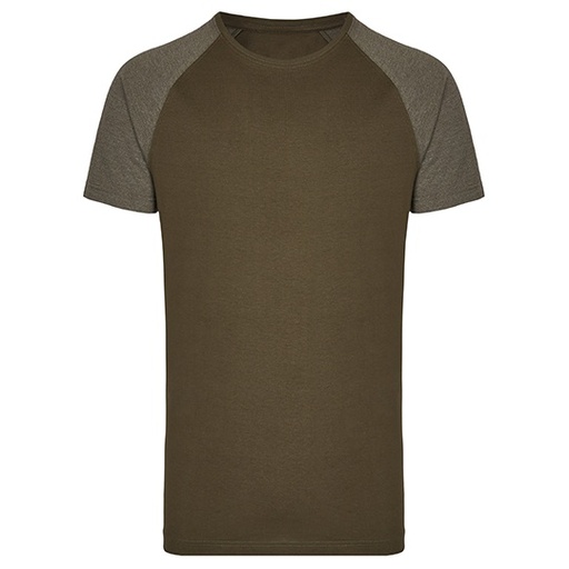 Długi T-shirt męski z krótkim raglanowym rękawem MY111 - Olive & Heather Olive