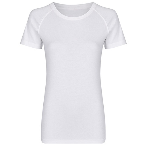 Dopasowany t-shirt damski z krótkim raglanowym rękawem MY120 - White