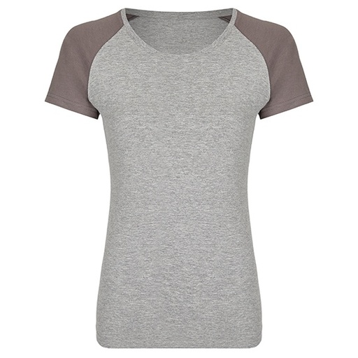 Dopasowany t-shirt damski z krótkim raglanowym rękawem MY120 - Heather Grey & Grey Solid