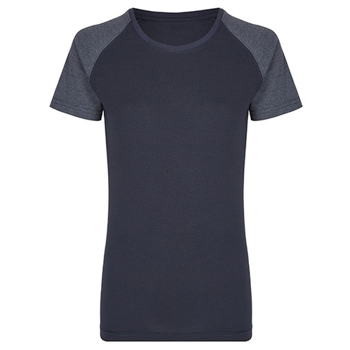 T-shirt Dopasowany Damski Bawełna z Elastanem MY120 - Navy & Heather Navy