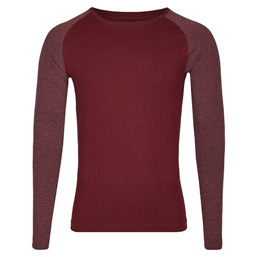 Koszulka z Dlugim Rekawem Raglanowa Unisex Bawelniana MY210 - Burgundy & Heather Burgundy