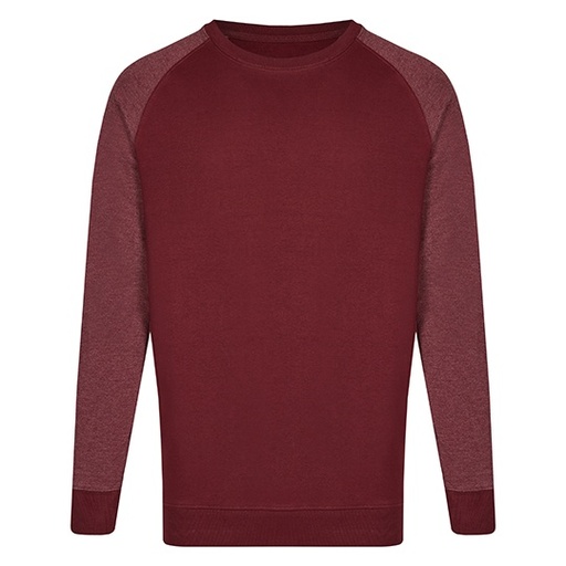 Bluza Męska Z Okrągłym Dekoltem Bawełniana Trzywarstwowa MY510 - Burgundy & Heather Burgundy