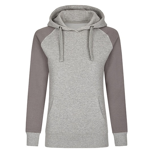 Damska bluza z kapturem raglanowa MY620 - Heather Grey & Grey Solid