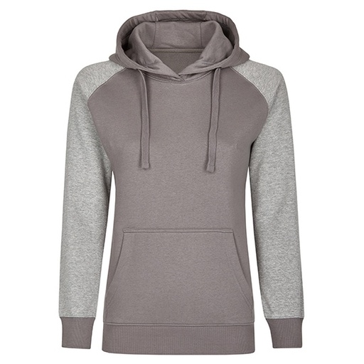 Damska bluza z kapturem raglanową MY620 - Grey Solid & Heather Grey