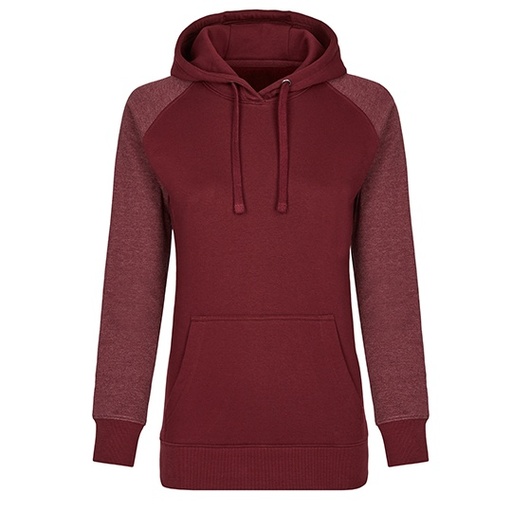Damska bluza z kapturem raglanowa MY620 - Burgundy & Heather Burgundy