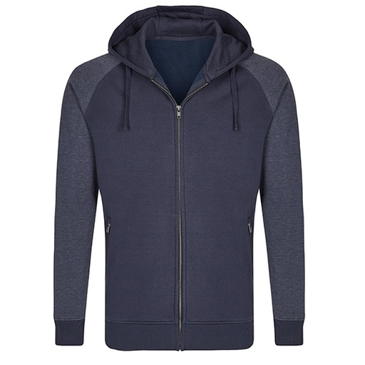 Bluza Męska z Kapturem na Zamek Bawełniana Trzywarstwowa Szczotkowana MY710 - Navy & Heather Navy