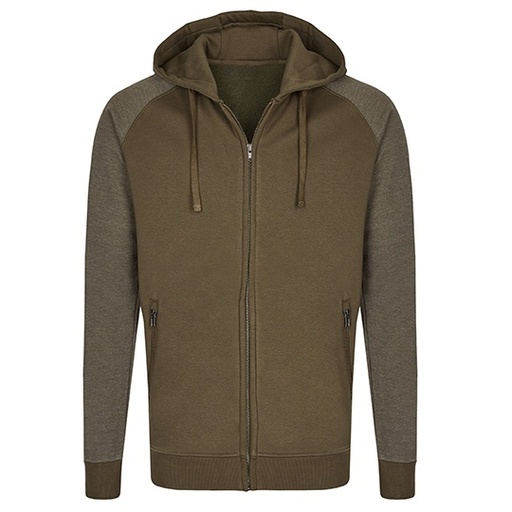 Bluza Meska z Kapturem na Zamek Bawelniana Trzywarstwowa Szczotkowana MY710 - Olive & Heather Olive