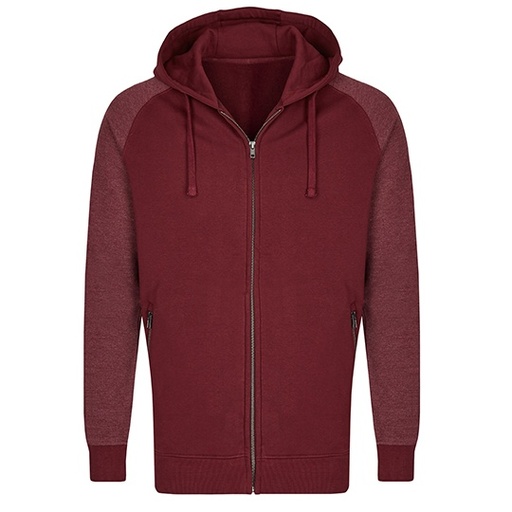 Bluza Męska z Kapturem na Zamek Bawełniana Trzywarstwowa Szczotkowana MY710 - Burgundy & Heather Burgundy