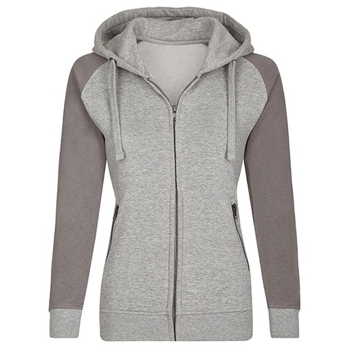 Damska bluza z kapturem na zamek MY720 - Heather Grey & Grey Solid