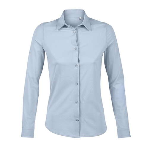 Damska koszula bawełniana z długim rękawem NB3199 - Soft Blue