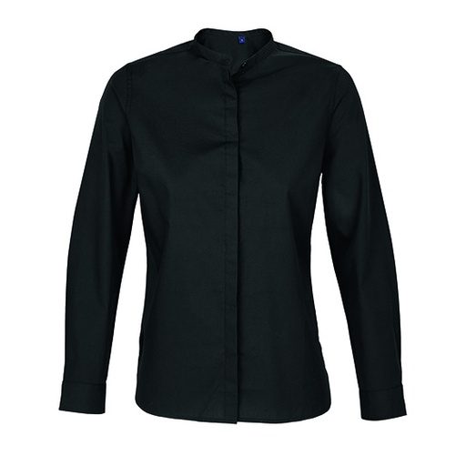 Dopasowana koszula damska z kołnierzem Mao NB3787 - Deep Black