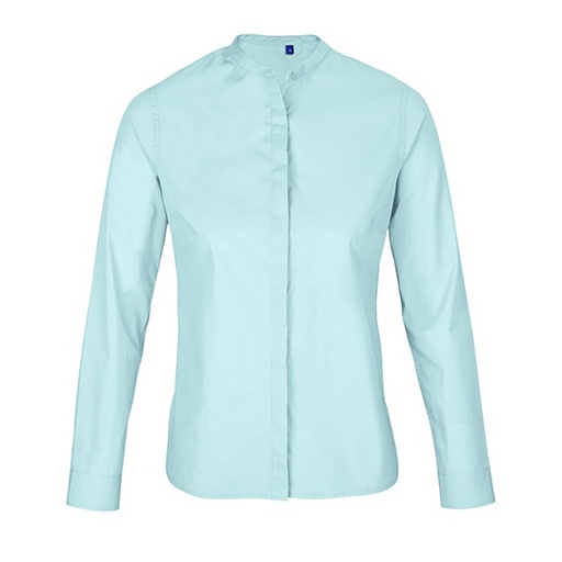 Koszula Damska Dopasowana Popelina Kolnierz Mao NB3787 - Soft Blue