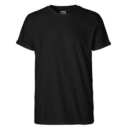 Męski T-shirt z wywiniętym rękawem NE60012 - Black