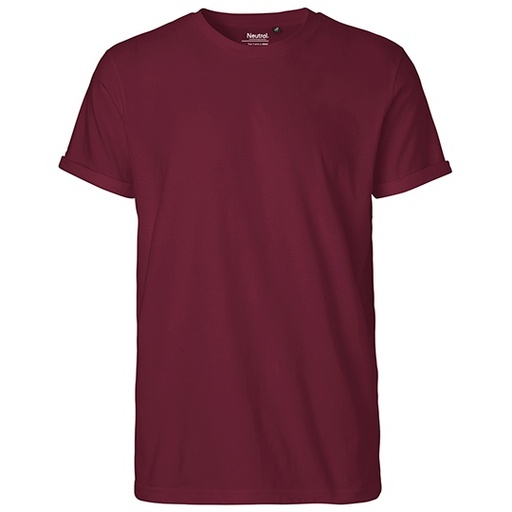Męski T-shirt z wywiniętym rękawem NE60012 - Bordeaux