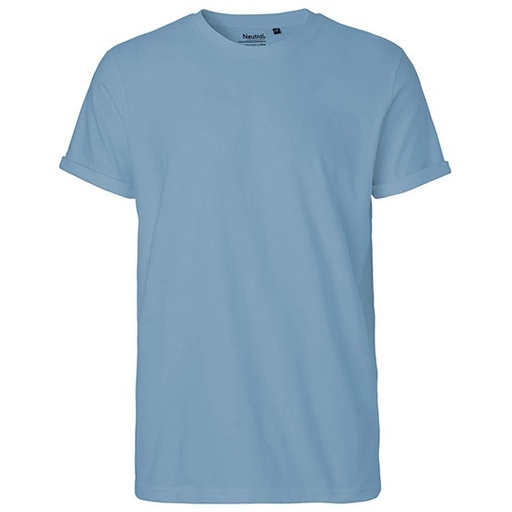 Męski T-shirt z wywiniętym rękawem NE60012 - Dusty Indigo