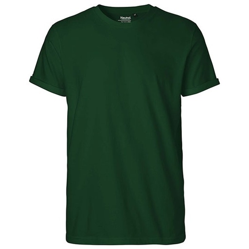 Męski T-shirt z Wywiniętym Rękawem NE60012 - Bottle Green