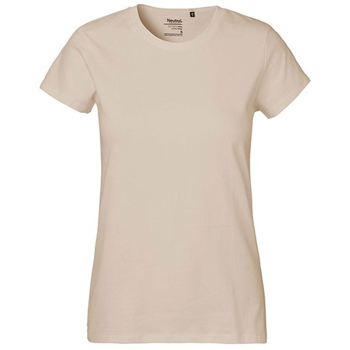 T-shirt Damski Klasyczny Bawelniany NE80001 - Sand