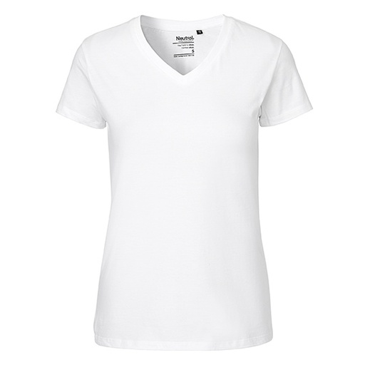 Damski T-shirt z dekoltem V NE81005 - White