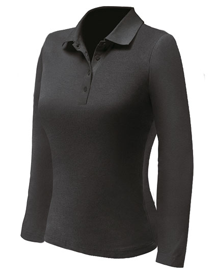 Damskie polo z długim rękawem - Black