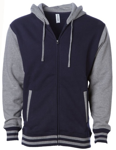 [NP351-1000134846] Unisex ciężka bluza varsity NP351 - Classic Navy & Gunmetal Heather