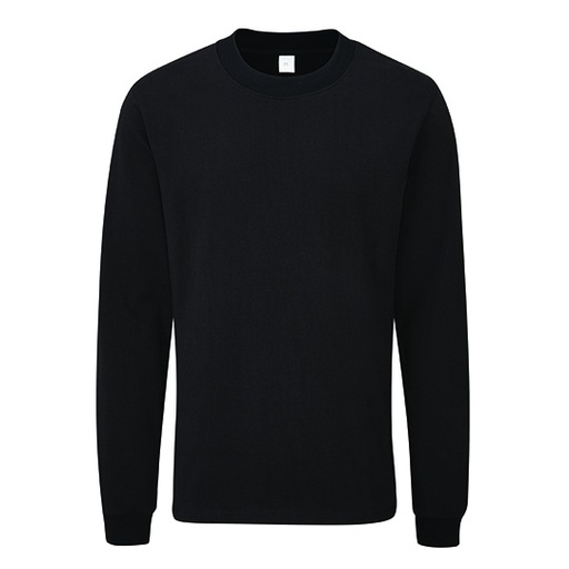 T-Shirt z Dlugim Rekawem Luzny Bawelna Organiczna P06 - Black