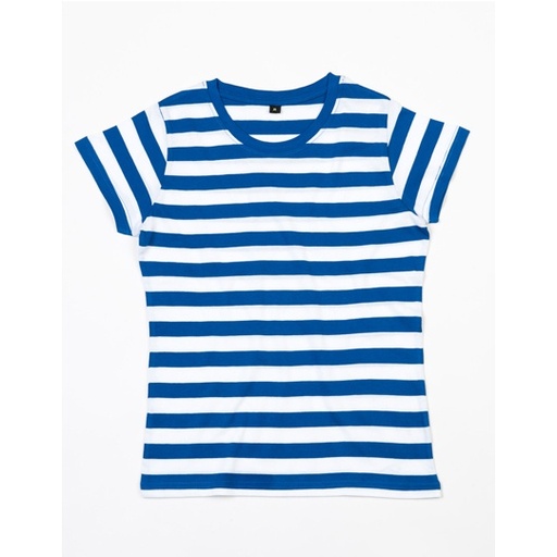 Damski T-shirt w paski P110S - Classic Blue & White