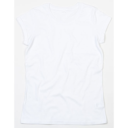 Damski T-shirt z podwiniętymi rękawami P81 - White