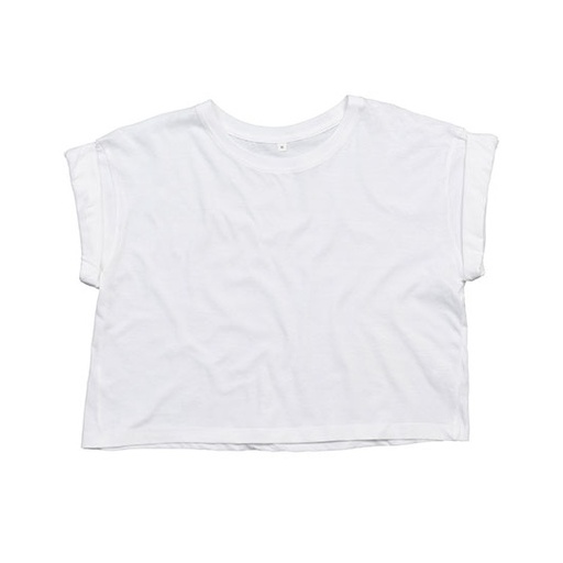 Damski T-shirt Crop Oversize P96 - White