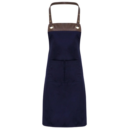 Fartuch Baristy z Detalami z Ekoskory PW123 - Navy (ca. Pantone 533C) & Brown (ca. Pantone 4975C)